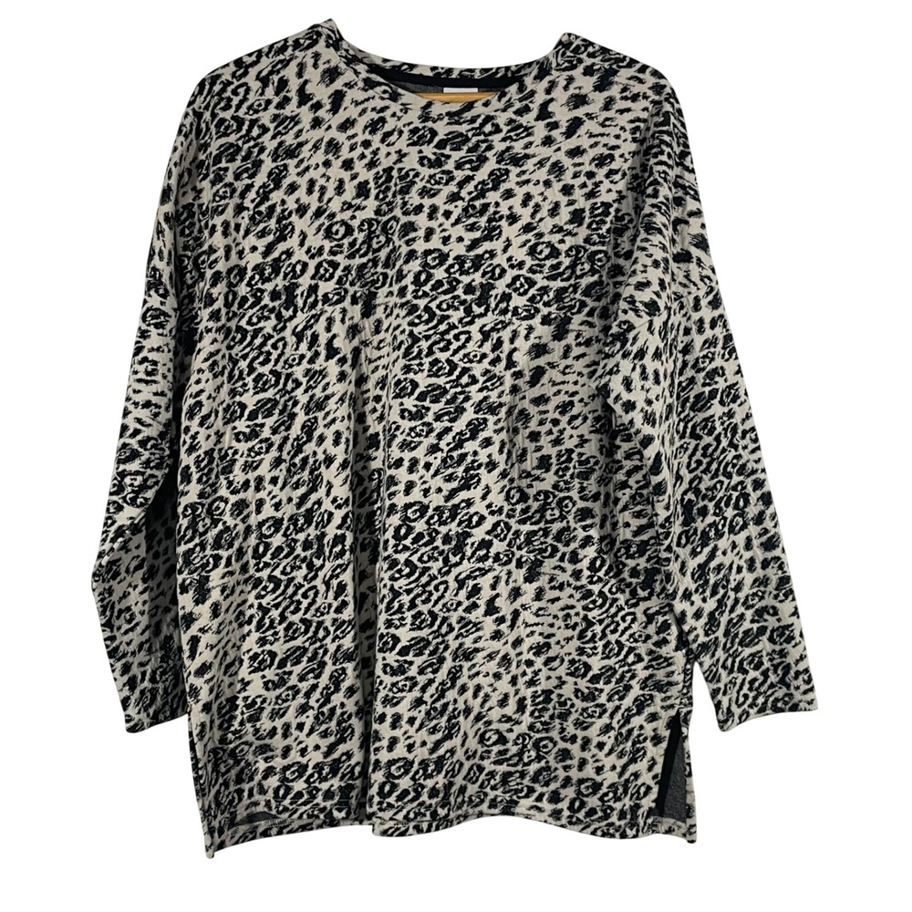 Chicos Animal Print Tunic Top Size 2 US L Long Sleeve Pullover Casual - Picture 1 of 8